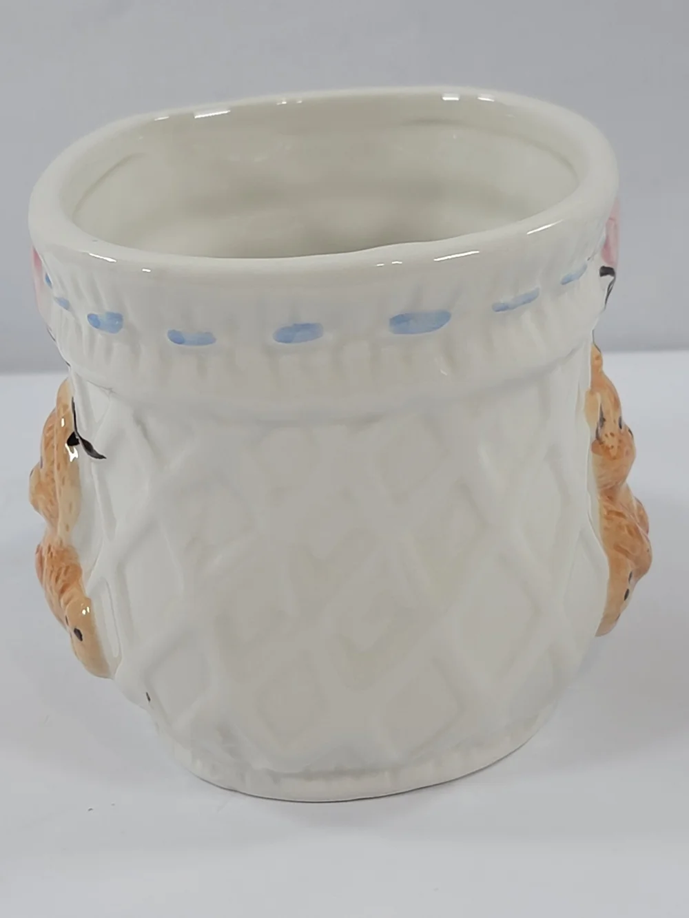 Vintage Burton Ceramic Baby Boot Planter Bear - White Nursery Decor